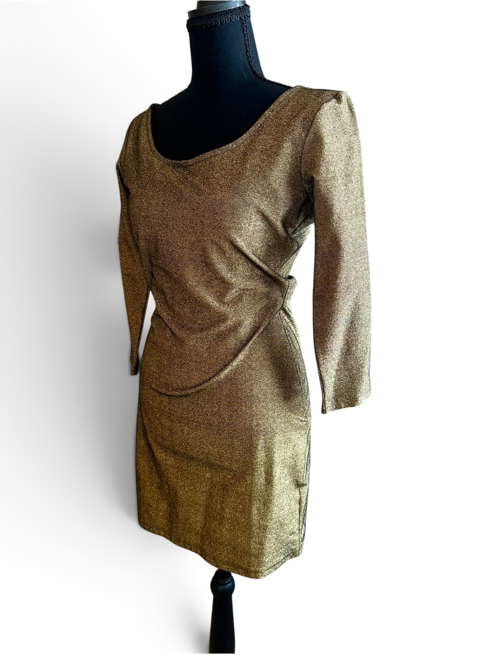 Vintage 1980’s Marciano Metallic Gold Long Sleeve Sheath Dress